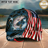 Maxcorners Catfish USA Flag Patriotic Style Multicolor Options Personalized Name (12 Fish Species)