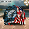 Maxcorners Catfish USA Flag Patriotic Style Multicolor Options Personalized Name (12 Fish Species)