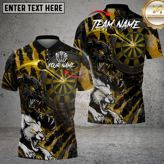 Maxcorners Darts Fierce Wolf Attack Multicolor Options Personalized Name, Team Name 3D Shirt (4 Colors)