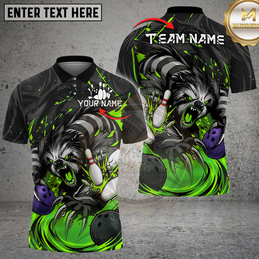Maxcorners Fierce Wolf Bowling Graphic Multicolor Options Personalized Name, Team Name 3D Shirt (4 Colors)
