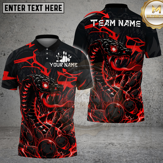Maxcorners Cobra Bowling Lightning Graphic Multicolor Options Personalized Name, Team Name 3D Shirt (4 Colors)