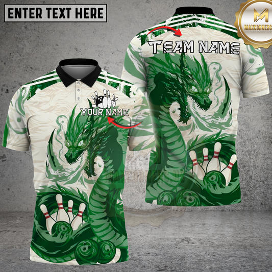 Maxcorners Bowling Dragon Flame Fantasy Art Multicolor Options Personalized Name, Team Name 3D Shirt (4 Colors)
