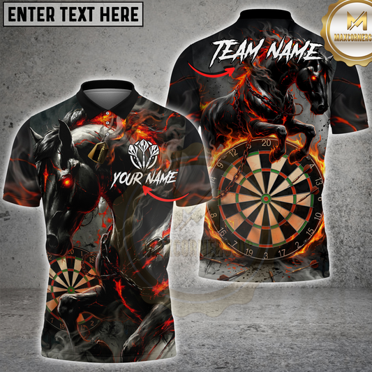 Maxcorners Horse Darts Fiery Dark Fantasy Multi Options Personalized Name, Team Name Unisex 3D Shirt (4 Colors)
