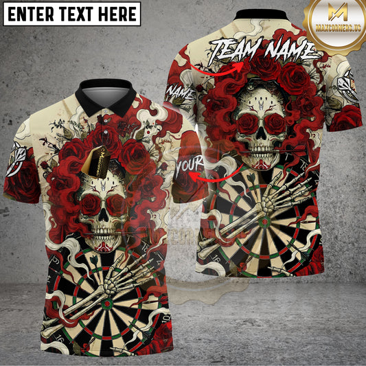 Maxcorners Skull Darts Rose Queen Gothic Multi Options Personalized Name, Team Name Unisex 3D Shirt (4 Colors)