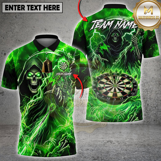 Maxcorners Darts Grim Reaper Electric Lightning Multi Options Personalized Name, Team Name Unisex 3D Shirt (4 Colors)