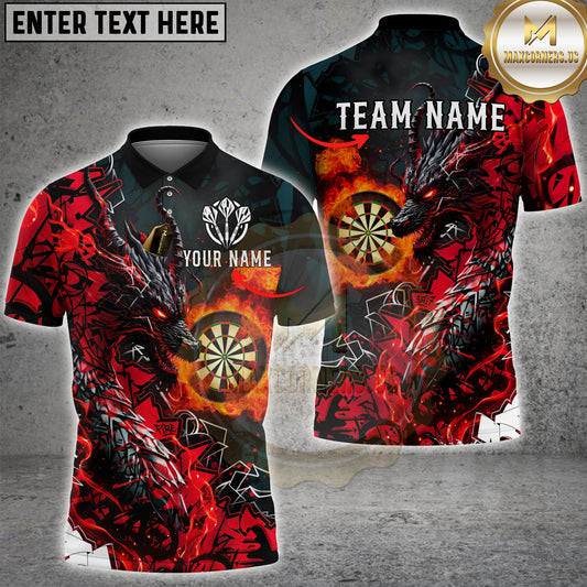 Maxcorners Darts Fire Dragon Graffiti Lightning Personalized Name, Team Name 3D Shirt (4 Colors)