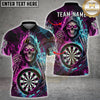 Maxcorners Darts Grim Reaper Neon Fire Skull Blue Pink Lightning Personalized Name, Team Name 3D Shirt (4 Colors)