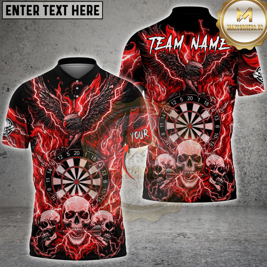Maxcorners Darts Flaming Eagle Skull Lightning Personalized Name, Team Name 3D Shirt (4 Colors)