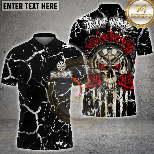 Maxcorners Skull Darts Marble Gothic Roses Multi Options Personalized Name, Team Name Unisex 3D Shirt (4 Colors)