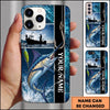 Maxcorners Fishing Hook and Ocean Collage Design Personalized Name Phone Case (12 Fish Species)