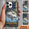 Maxcorners Fishing American Flag Design Personalized Name Phone Case (12 Fish Species)