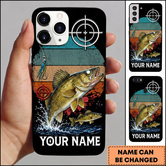 Maxcorners Fishing Retro Target and Fishing Lure Design Personalized Name Phone Case (12 Fish Species)