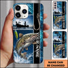Maxcorners Fishing Hook and Ocean Collage Design Personalized Name Phone Case (12 Fish Species)