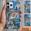 Maxcorners Fishing Blue Ocean and Fishing Boat Design Personalized Name Phone Case (12 Fish Species)