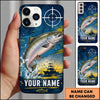 Maxcorners Fishing Blue Target and Offshore Fishing Boat Design Personalized Name Phone Case (12 Fish Species)