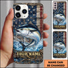Maxcorners Fishing American Flag Design Personalized Name Phone Case (12 Fish Species)