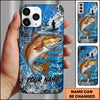 Maxcorners Fishing Blue Ocean and Fishing Boat Design Personalized Name Phone Case (12 Fish Species)