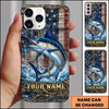 Maxcorners Fishing American Flag Design Personalized Name Phone Case (12 Fish Species)