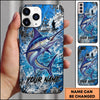 Maxcorners Fishing Blue Ocean and Fishing Boat Design Personalized Name Phone Case (12 Fish Species)