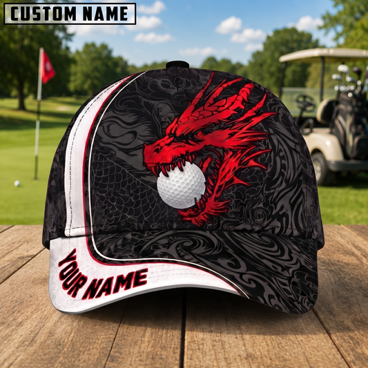 Maxcorners Red Dragon 3D Golf Personalized Name Cap