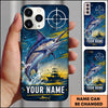 Maxcorners Fishing Blue Target and Offshore Fishing Boat Design Personalized Name Phone Case (12 Fish Species)