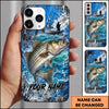 Maxcorners Fishing Blue Ocean and Fishing Boat Design Personalized Name Phone Case (12 Fish Species)