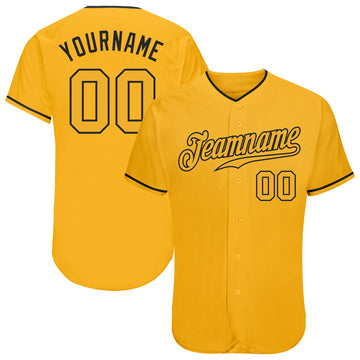 Maxcorners Custom Gold Gold-Black Authentic Baseball Jersey LM2605