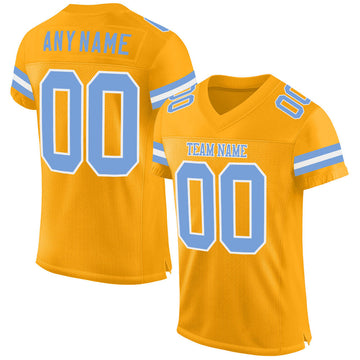 Maxcorners Custom Gold Light Blue-White Mesh Authentic Football Jersey LM2605