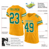 Maxcorners Custom Gold Kelly Green-White Mesh Authentic Football Jersey LM2605