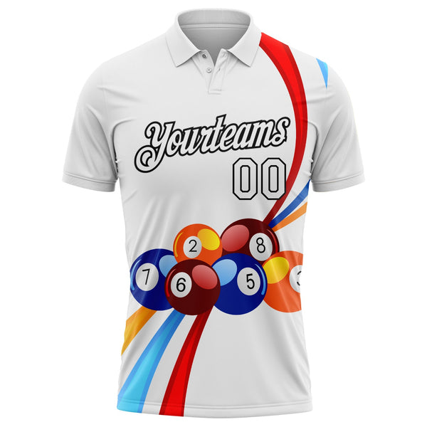 Maxcorners Billiards Personalized Text And Number White Black 3D Shirt