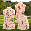 Maxcorners Blush Pink Western Cowgirl and Cactus Pattern 3D Golf Shirt and Skirt (No Personalized Name)