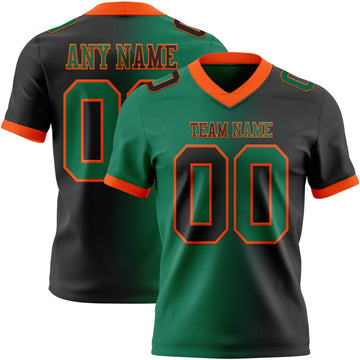 Maxcorners Custom Black Kelly Green-Orange Authentic Gradient Fashion Football Jersey LM2605