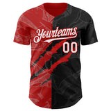Maxcorners Custom Graffiti Pattern White Black-Red 3D Scratch Premium Baseball Jerseys LM0210