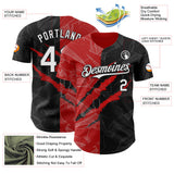 Maxcorners Custom Graffiti Pattern White Black-Red 3D Scratch Premium Baseball Jersey LM0210