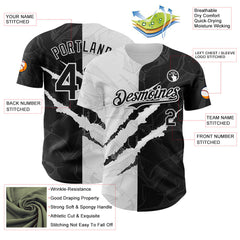 Maxcorners Custom Graffiti Pattern Black-White 3D Scratch Premium Baseball Jersey LM0210