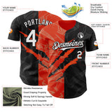 Maxcorners Custom Graffiti Pattern White Black-Orange 3D Scratch Premium Baseball Jerseys LM0210