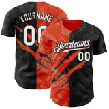 Maxcorners Custom Graffiti Pattern White Black-Orange 3D Scratch Premium Baseball Jerseys LM0210