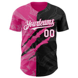 Maxcorners Custom Graffiti Pattern White Black-Pink 3D Scratch Premium Baseball Jersey LM0210