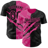 Maxcorners Custom Graffiti Pattern Black-Pink 3D Scratch Premium Baseball Jersey LM0210