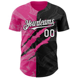 Maxcorners Custom Graffiti Pattern White Black-Pink 3D Scratch Premium Baseball Jerseys LM0210