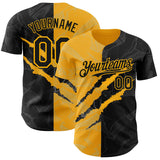 Maxcorners Custom Graffiti Pattern Black-Gold 3D Scratch Premium Baseball Jersey LM0210