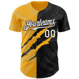 Maxcorners Custom Graffiti Pattern White Black-Gold 3D Scratch Premium Baseball Jerseys LM0210
