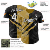 Maxcorners Custom Graffiti Pattern White Black-Old Gold 3D Scratch Premium Baseball Jerseys LM0210