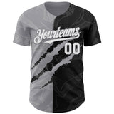 Maxcorners Custom Graffiti Pattern White Black-Gray 3D Scratch Premium Baseball Jersey LM0210
