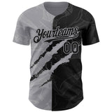 Maxcorners Custom Graffiti Pattern Black-Gray 3D Scratch Premium Baseball Jersey LM0210