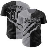 Maxcorners Custom Graffiti Pattern Black-Gray 3D Scratch Premium Baseball Jersey LM0210