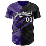 Maxcorners Custom Graffiti Pattern White Black-Purple 3D Scratch Premium Baseball Jerseys LM0210