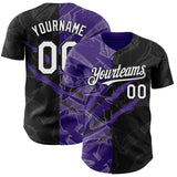 Maxcorners Custom Graffiti Pattern White Black-Purple 3D Scratch Premium Baseball Jerseys LM0210