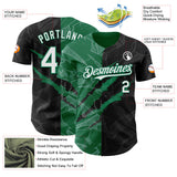 Maxcorners Custom Graffiti Pattern White Black-Kelly Green 3D Scratch Premium Baseball Jersey LM0210