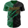 Maxcorners Custom Graffiti Pattern Black Kelly Green-Old Gold 3D Scratch Premium Baseball Jersey LM0210